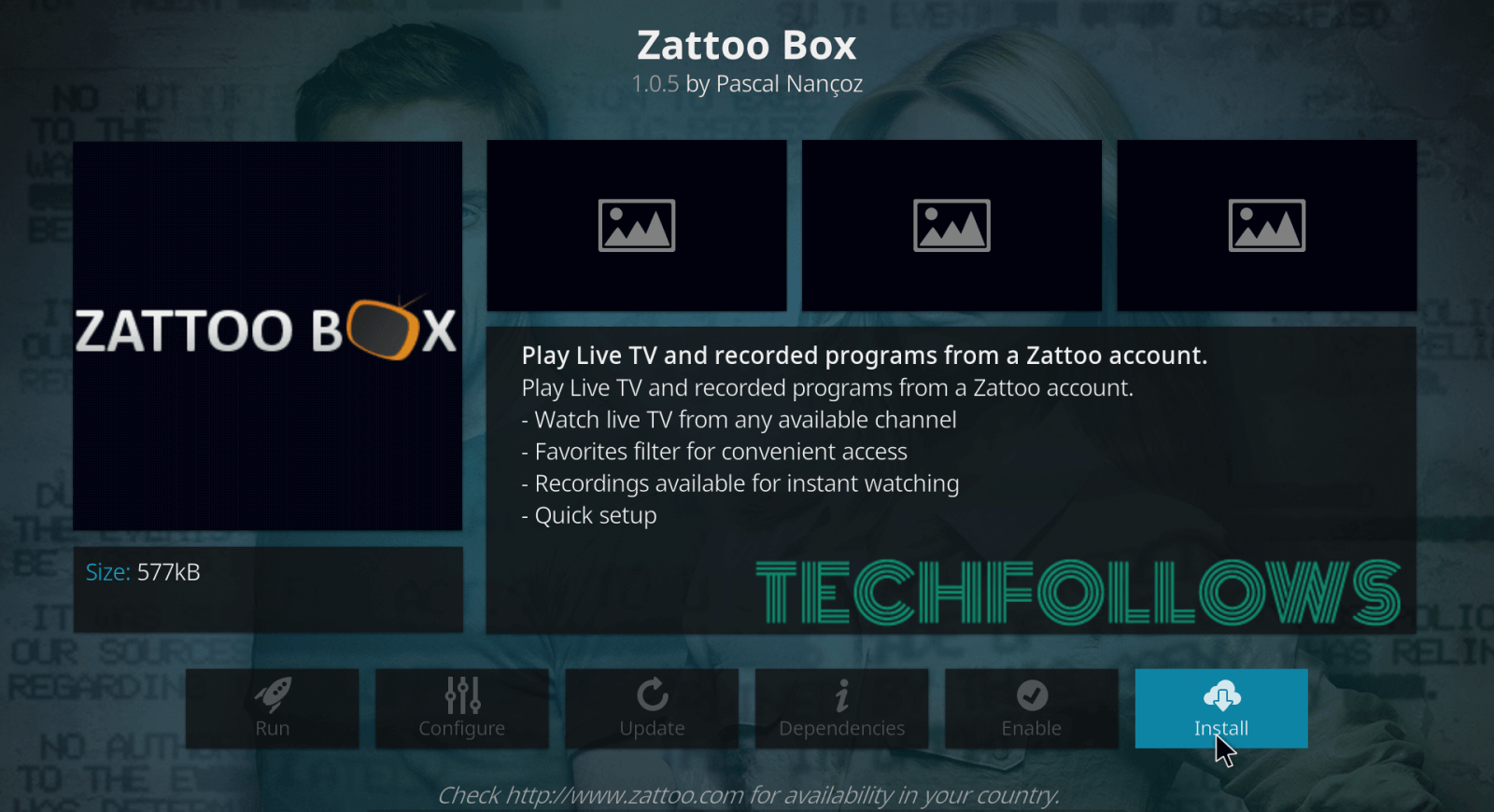 Install Zattoo Box Kodi Addon