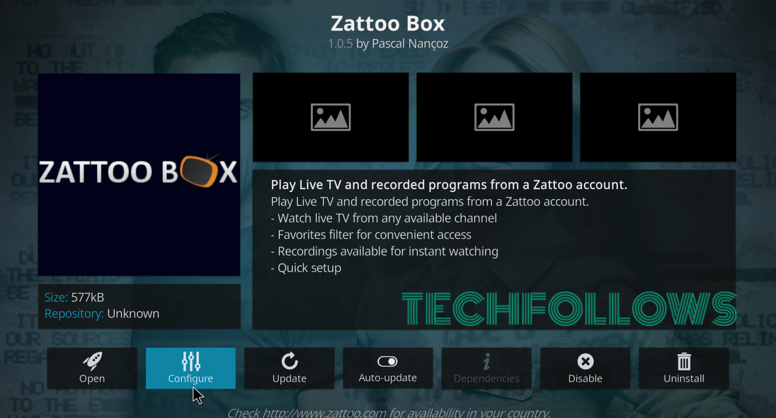 setup Zattoo Box Kodi Addon