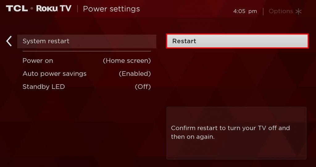 Restart Roku