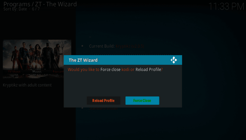 Force Close Kodi