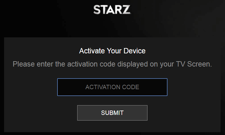 Activate STARZ on Roku