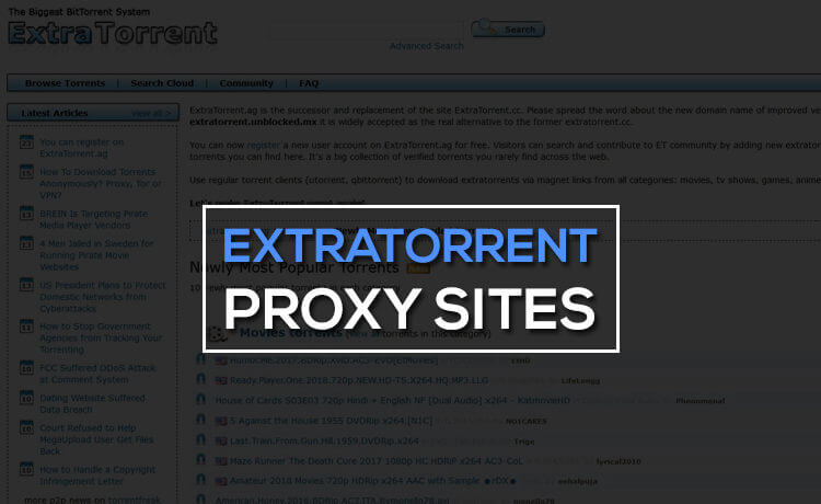 Extratorrent Proxy Sites