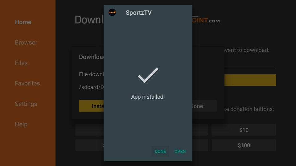 Sportz TV on Firestick