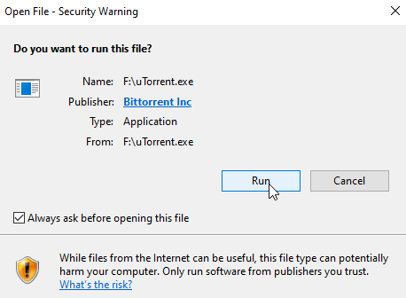 Run the uTorrent exe file