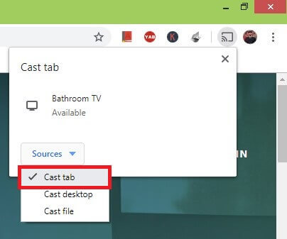 Click Cast tab 