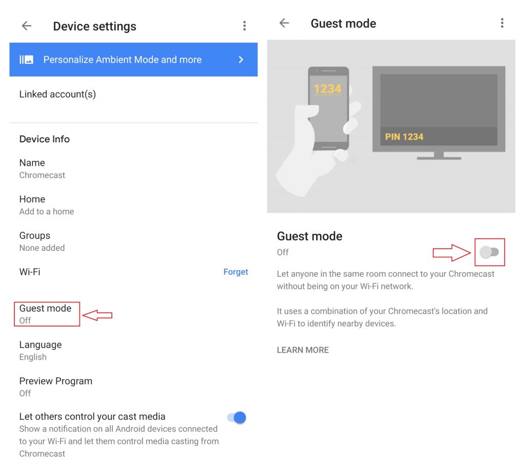 Enable Guest Mode on Chromecast