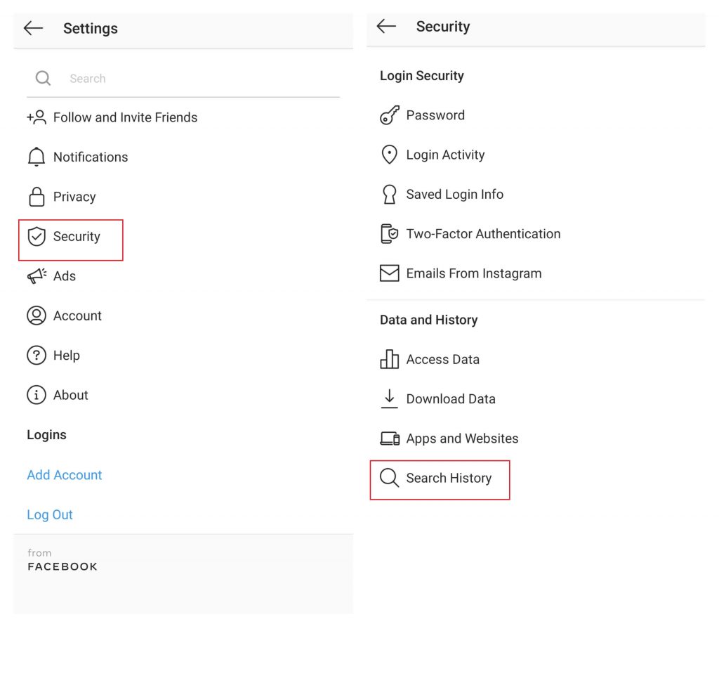 Clear Instagram Search History on Android