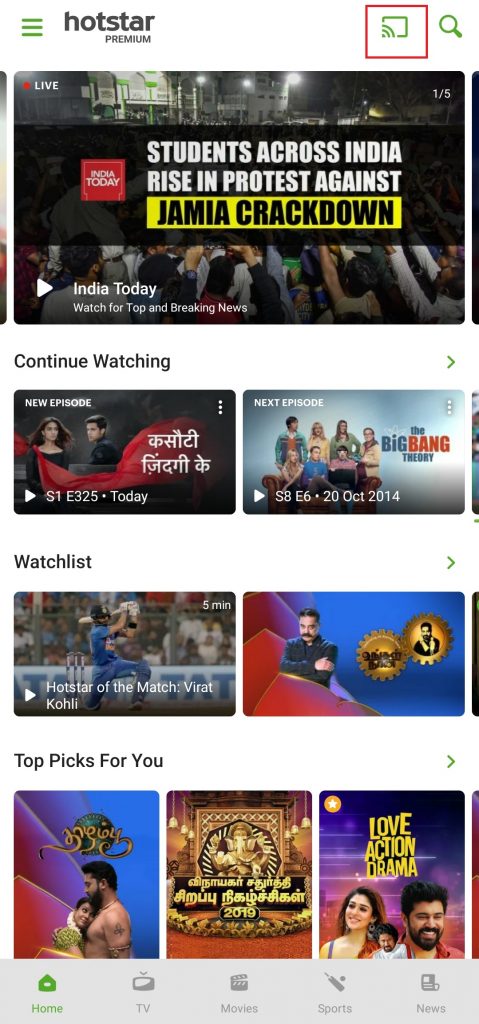 Cast Hotstar on Chromecast