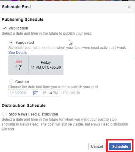 Schedule Posts on Facebook Page