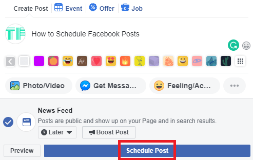 Schedule Posts on Facebook Page