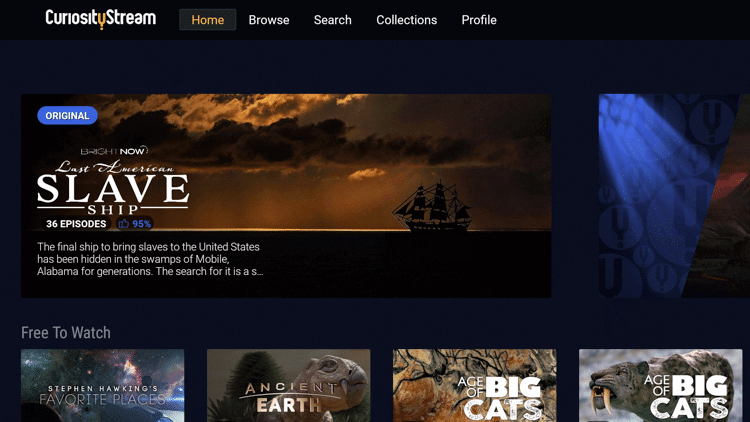 CuriosityStream on Firestick