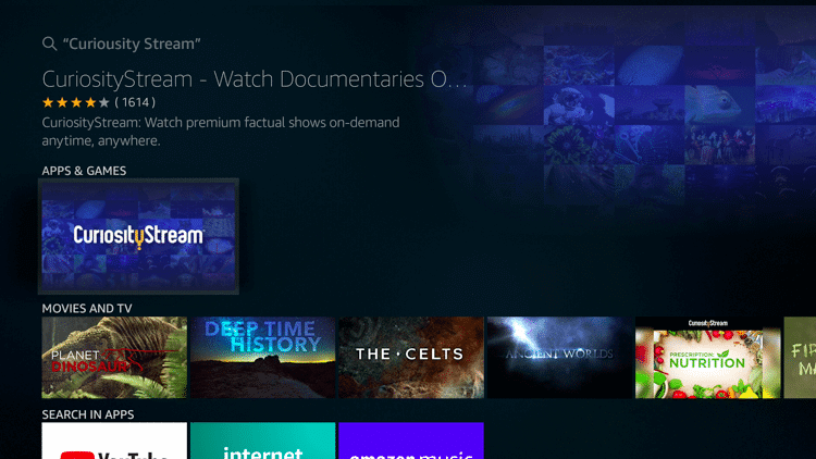 CuriosityStream on Firestick