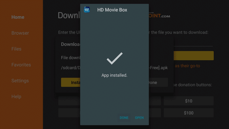 Install HD Movie Box