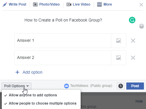 Create Poll on Facebook Group