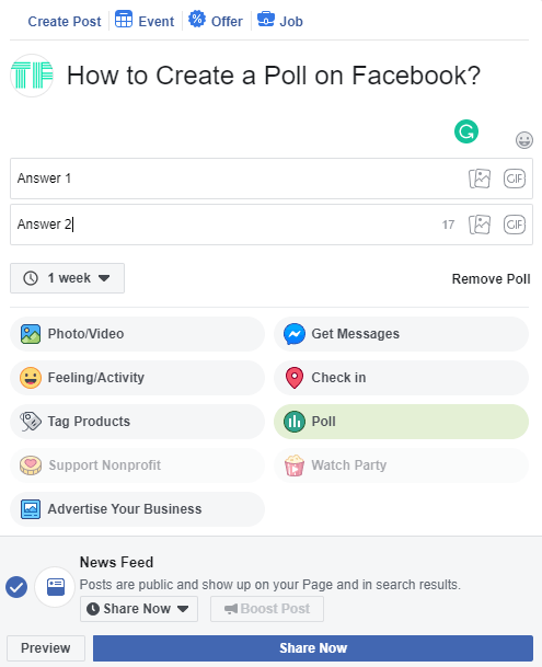Create Poll on Facebook Page
