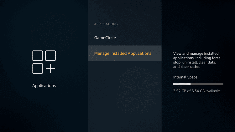 Tap Manage Installed Applications 