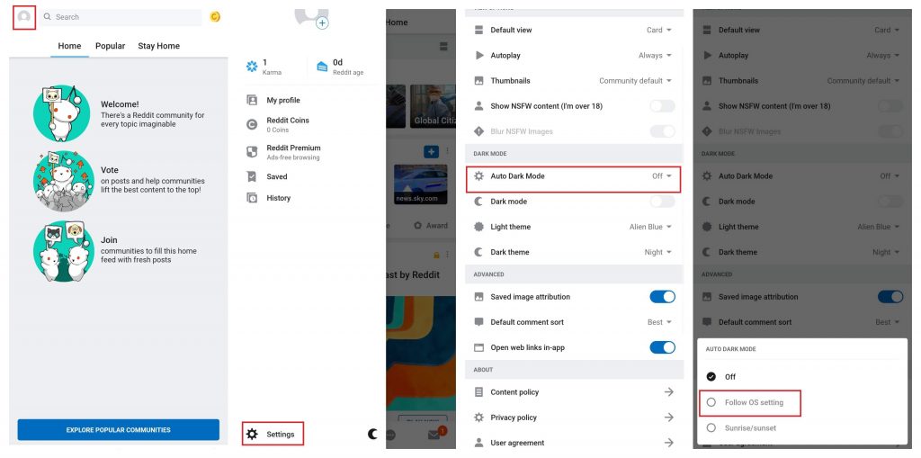 Enable Dark Mode on Reddit Mobile