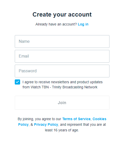 Sign up for TBN