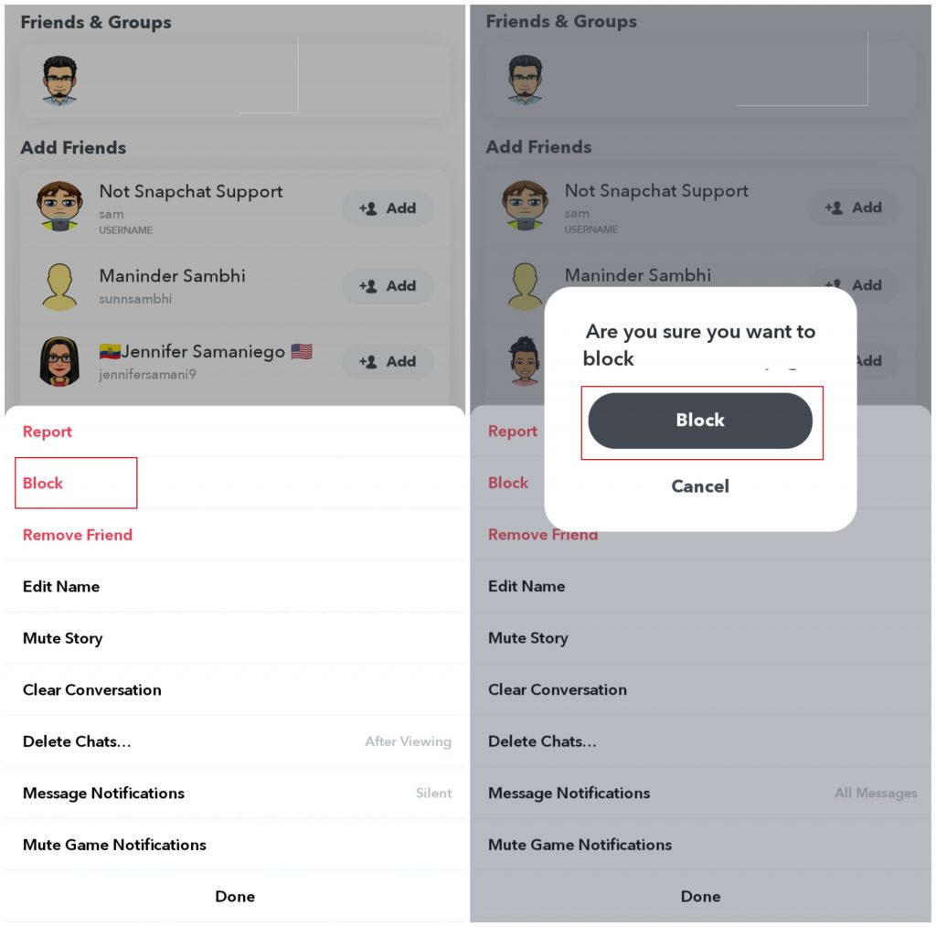How to block on Snapchat