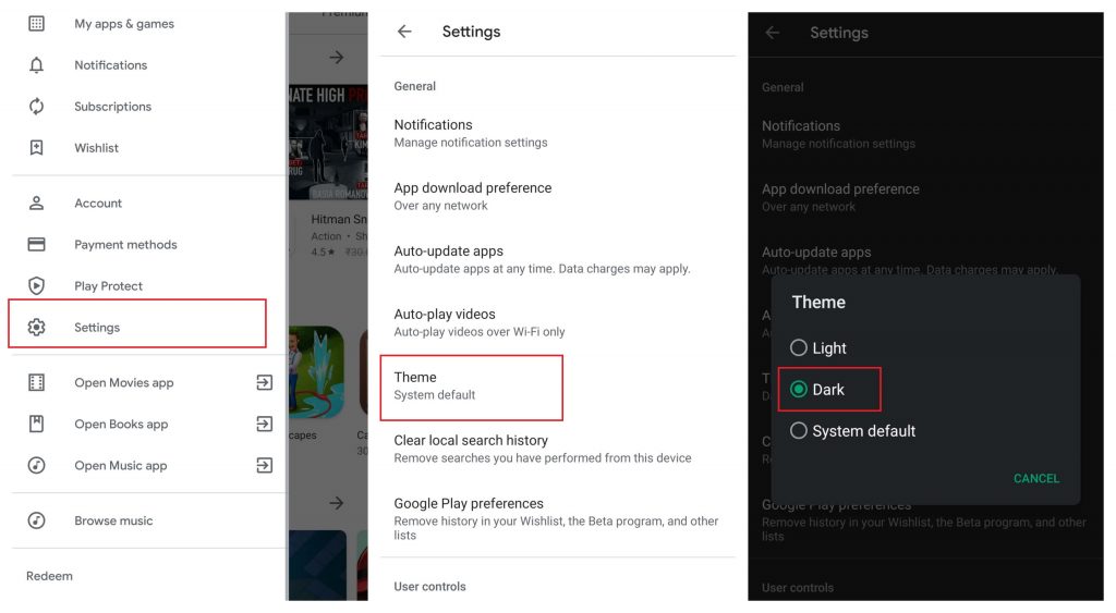 Enable Dark Mode on Google Play Store
