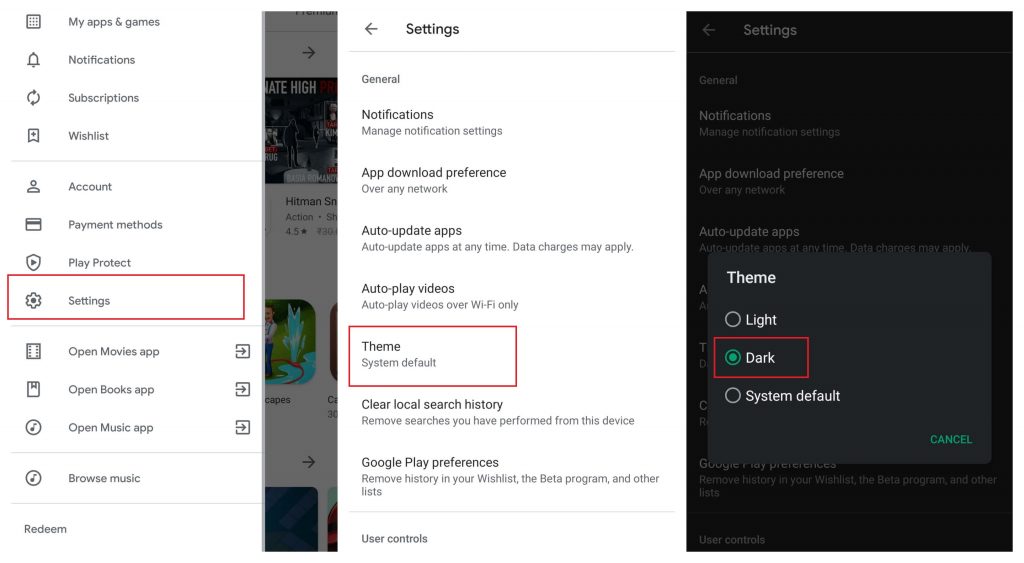 Enable Dark Mode on Google Play Store