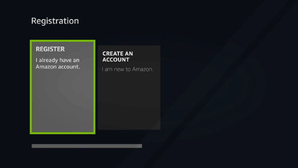 Register Firestick with Amazon account