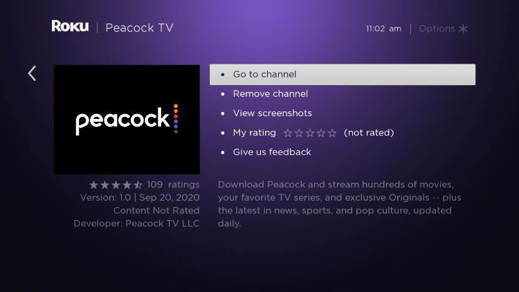 Install Peacock TV on Roku