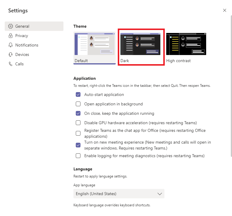 Microsoft Teams Dark Mode