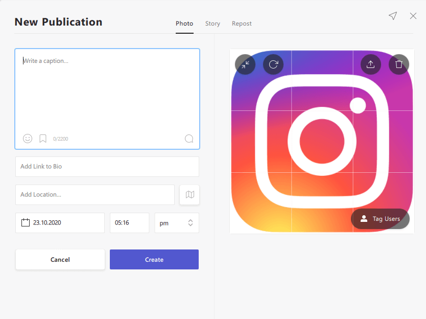 Schedule Instagram Posts using Combin