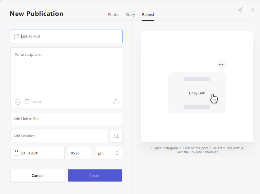 Schedule Instagram Posts using Combin