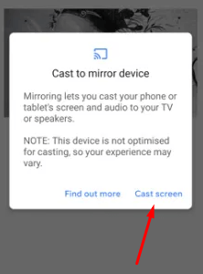 Tap Cast screen to Chromecast Cisco Webex Meetings