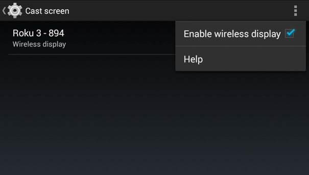 Click Enable wireless display in the cast screen