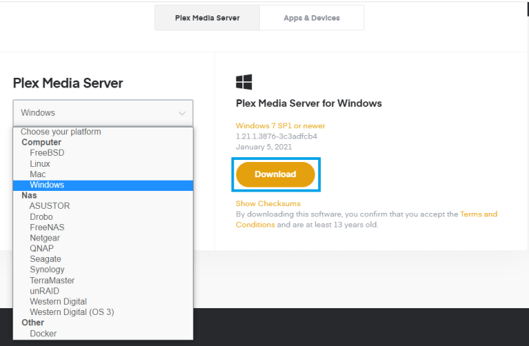 Visit Plex media server on your PC web browser.