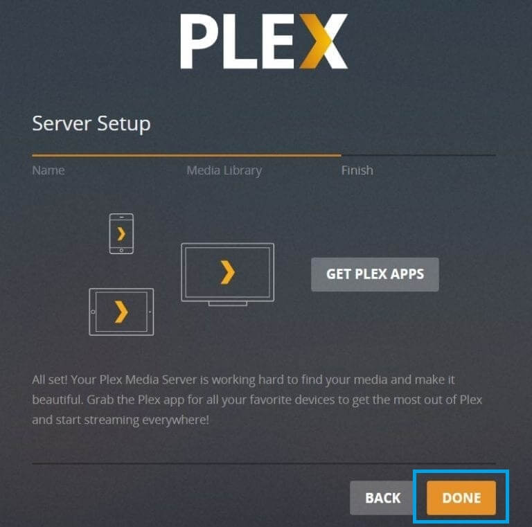 Click Done to set up Plex on PC