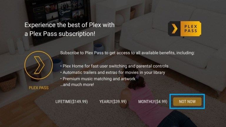 Subscribe to Plex Pass to stream Plex on Google TV