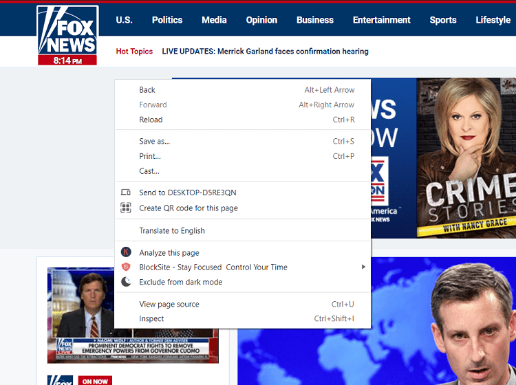 Chromecast Fox News using Chrome Browser from Windows or Mac