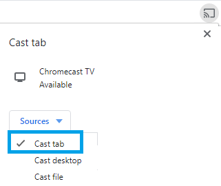 Tap Cast tab to chromecast Yahoo sports