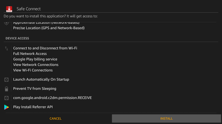 Click Install to get McAfee VPN for Firestick 
