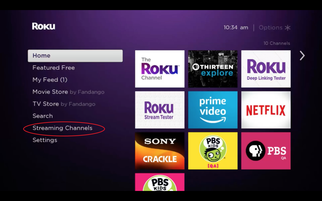 Go to streaming channels to install FandongoNOW on Roku