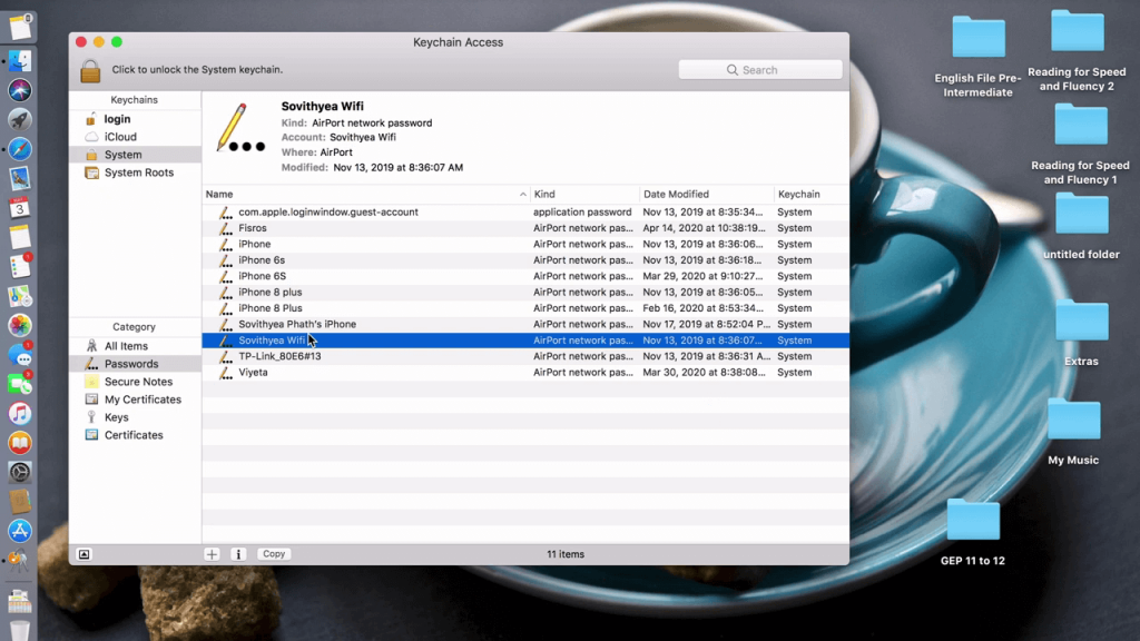 Find WiFi Passwords on Mac