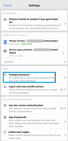  click change password