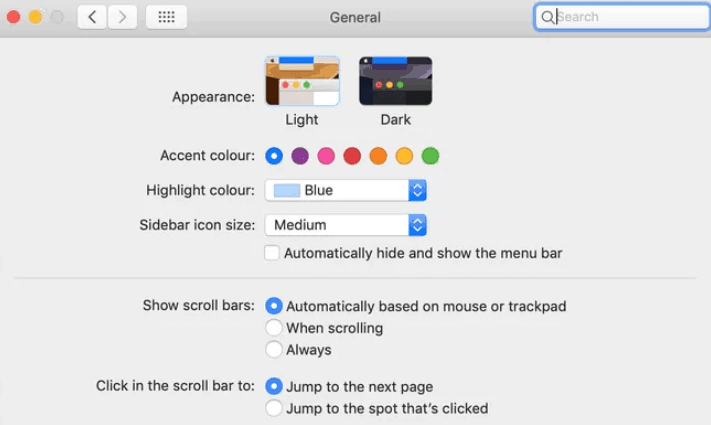 Change appearance on Mac