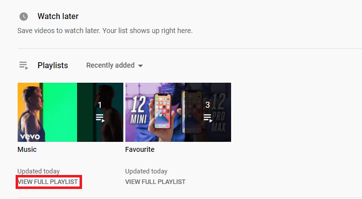 click the VIEW FULL PLAYLIST