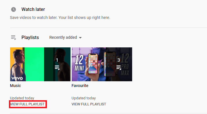 click the VIEW FULL PLAYLIST 