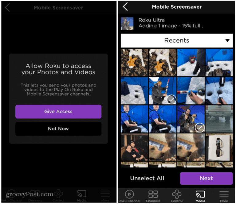 Select a photo to set as screensaver