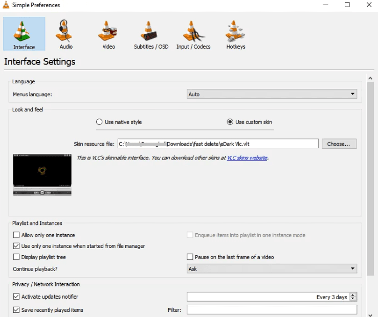 VLC Dark Mode on Windows/Mac PC