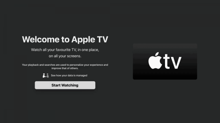 Apple TV on Nvidia Shield: select Start Watching 
