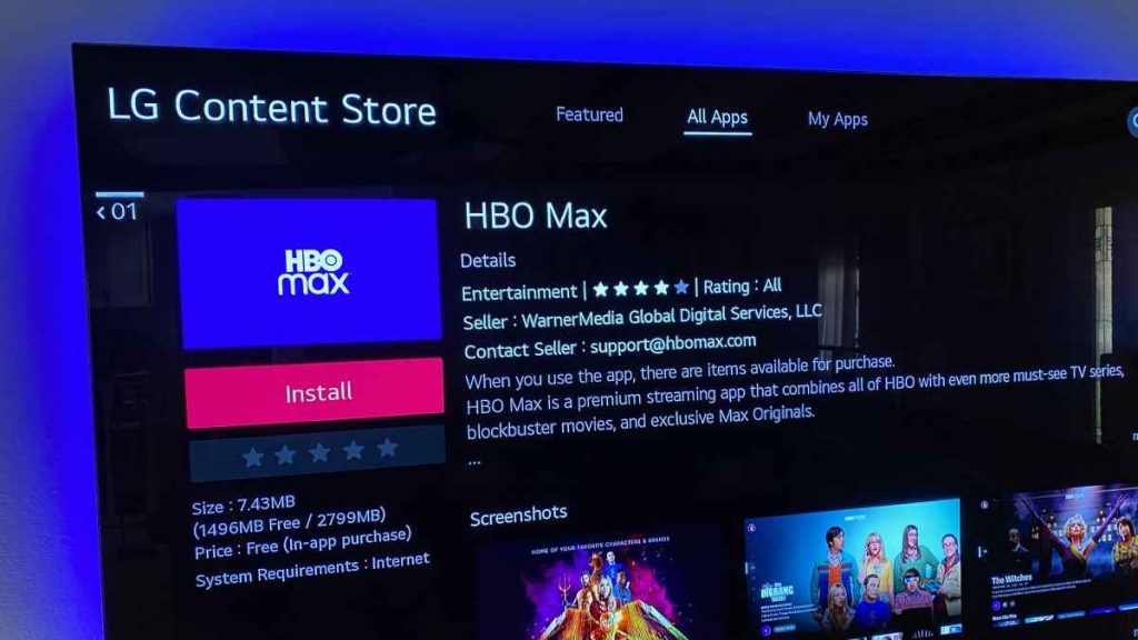 Select HBO Max on LG Smart TV