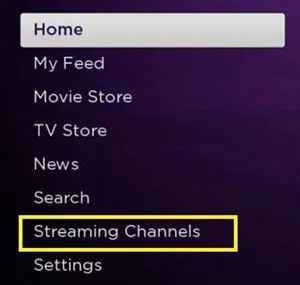 Select Streaming Channels from the Roku Home 