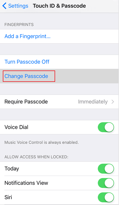 Change Passcode